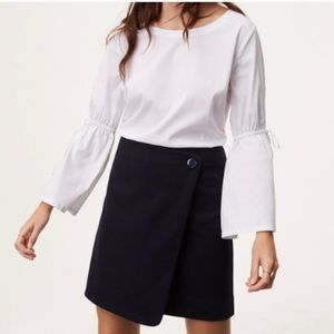 LOFT Navy Skirt with button detail